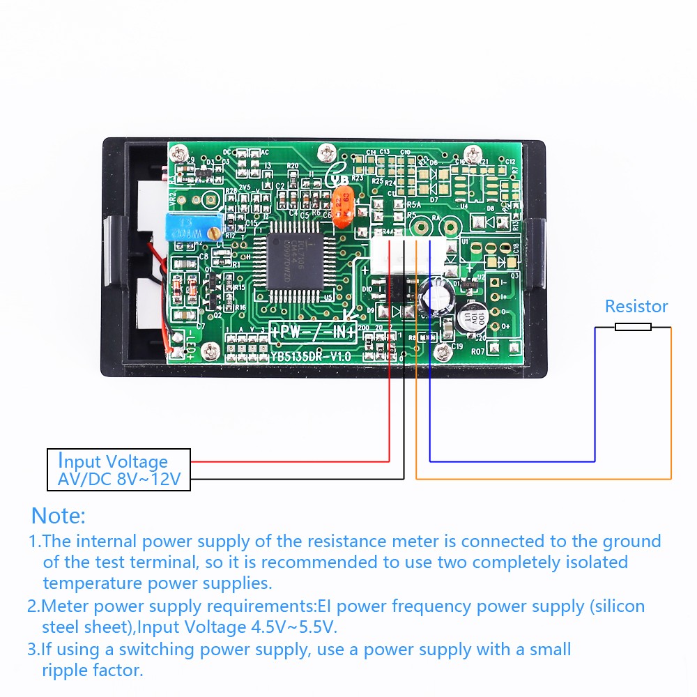 AC/DC 12V 200ohm Resistor Tester ohmmeter Low Resistance Tester